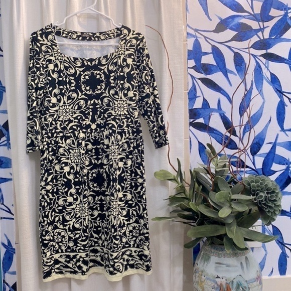 J. McLaughlin Catalina Cloth Black & White Nylon & Spandex Shift Dress Size M - Picture 1 of 7